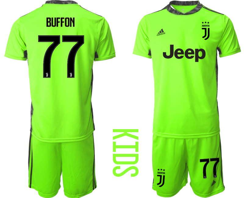 Youth 2020-2021 club Juventus green goalkeeper #77 Soccer Jerseys->juventus jersey->Soccer Club Jersey
